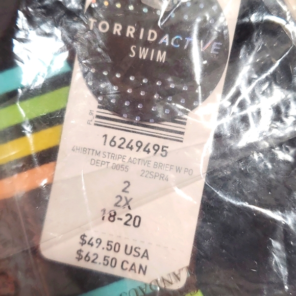 ❤️NWT VINTAGE TORRID ACTIVE SWIM BOTTOM HIGH RISE BRIEF  POCKETS - PASTEL STRIPE - Picture 6 of 10